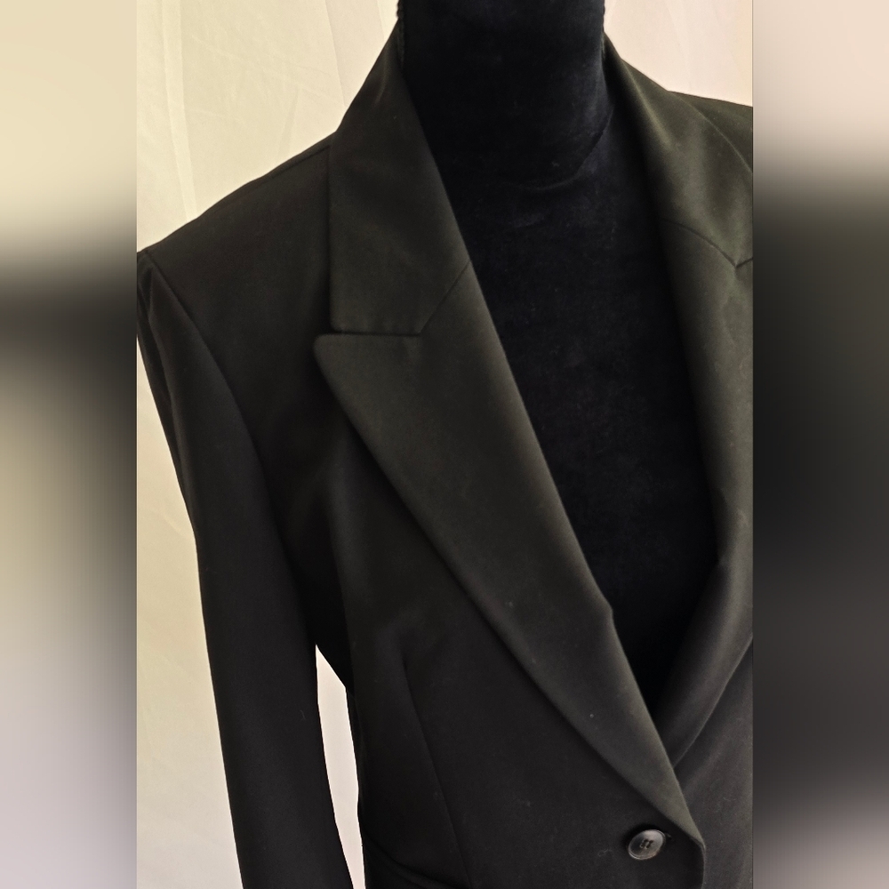 Lafayette 148 women 8 wool collared one button closer blazer black career office - Picture 4 of 8